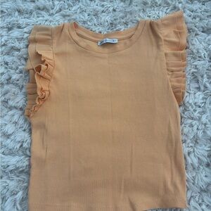 Zara Ruffled Sleeve Orange Top